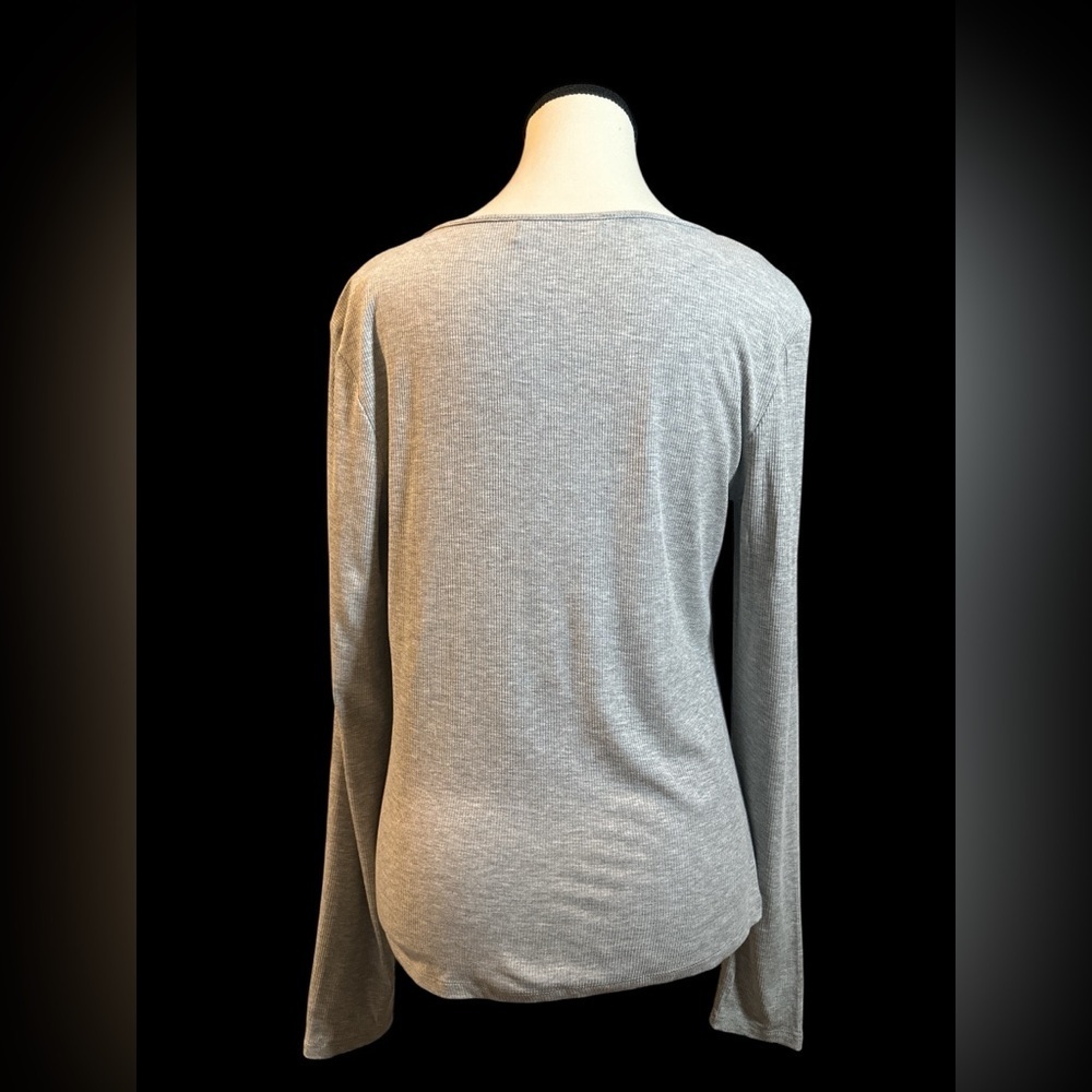 Elodie Light Gray Knot Front Blouse - Picture 6 of 6